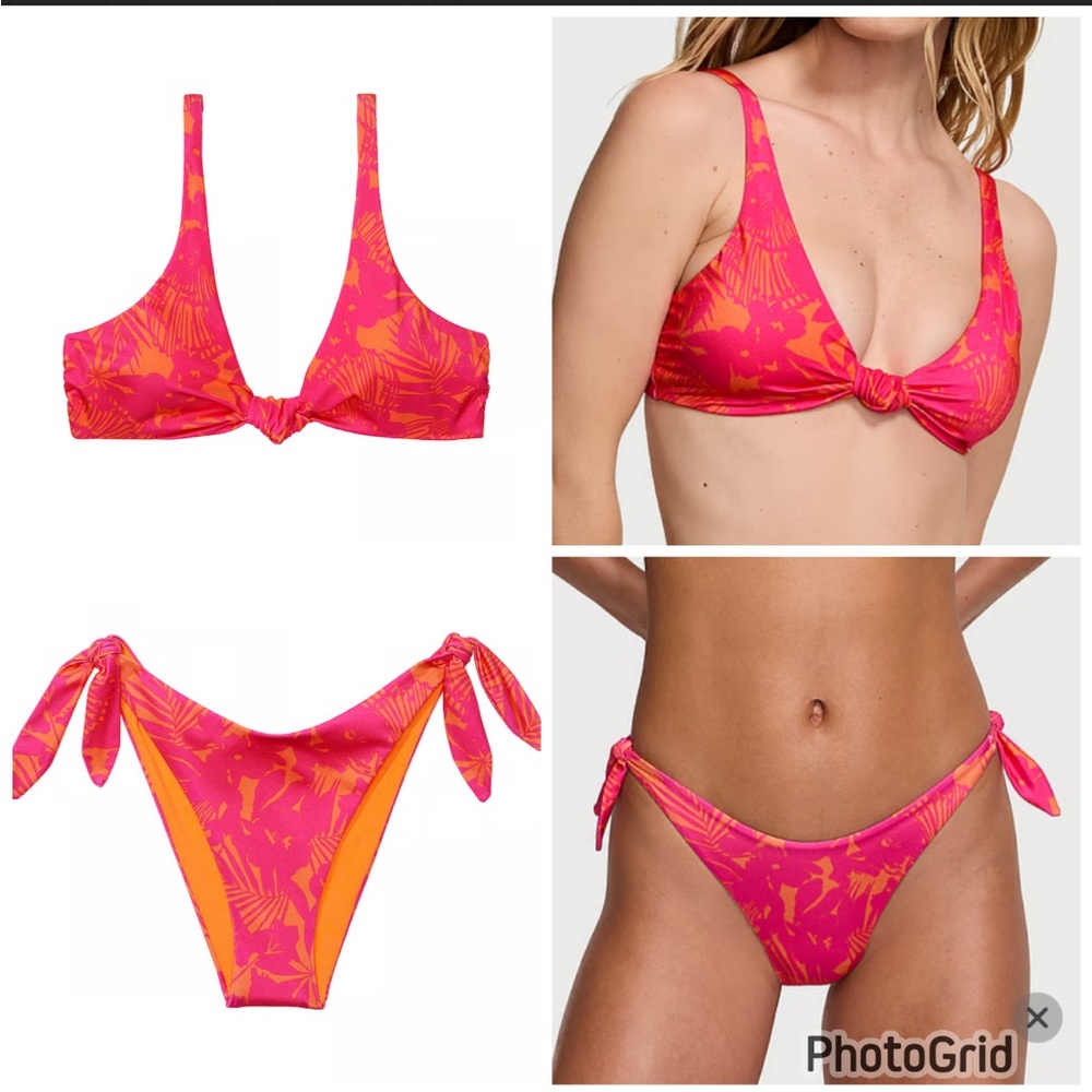 VS KNOTTED BIKINI SET PINK PALM XXL NWT